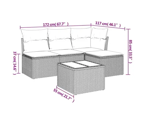 Sofos Komplektas Su Pagalvėlėmis, 5 Dalių, Pilkas, Poliratanas