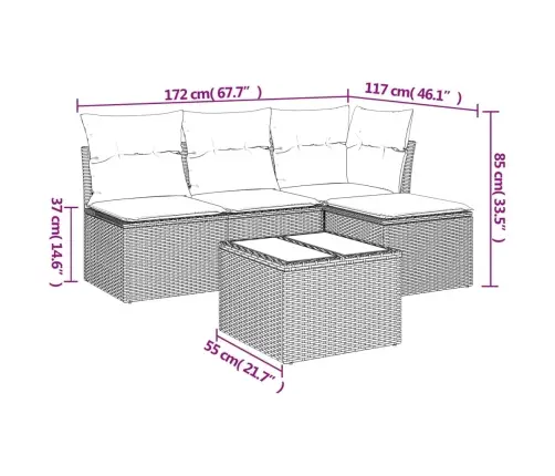 5-Osaline Aiamööblikomplekt Patjadega, Pruun, Polürotang