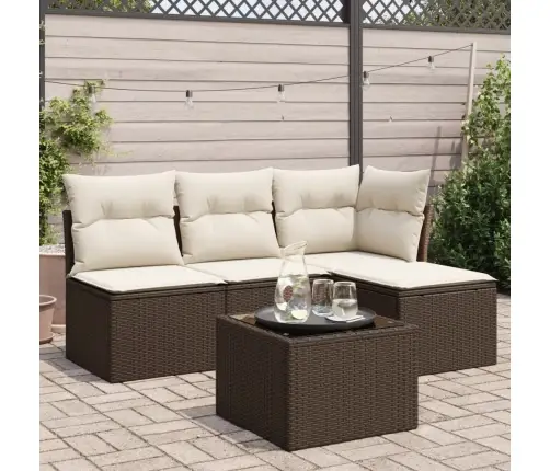 5-Osaline Aiamööblikomplekt Patjadega, Pruun, Polürotang