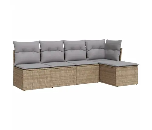 5-Daļīgs Dārza Dīvāna Komplekts, Matrači, Bēša Pe Rotangpalma Vidaxl