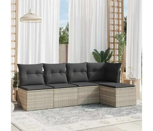 5-Osaline Aiamööblikomplekt Patjadega, Helehall, Polürotang