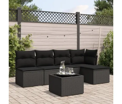 6-Daļīgs Dārza Dīvāna Komplekts, Matrači, Melna Pe Rotanpalma Vidaxl