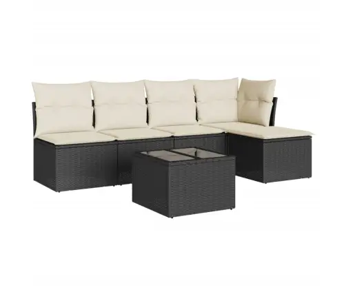 Sofos Komplektas Su Pagalvėlėmis, 6 Dalių, Juodas, Poliratanas