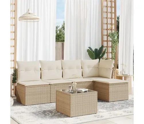 6-Osaline Aiadiivani Komplekt Patjadega, Beež, Polürotang