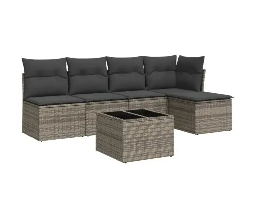 6-Daļīgs Dārza Dīvāna Komplekts Ar Matračiem, Pelēks Pe Pinums Vidaxl