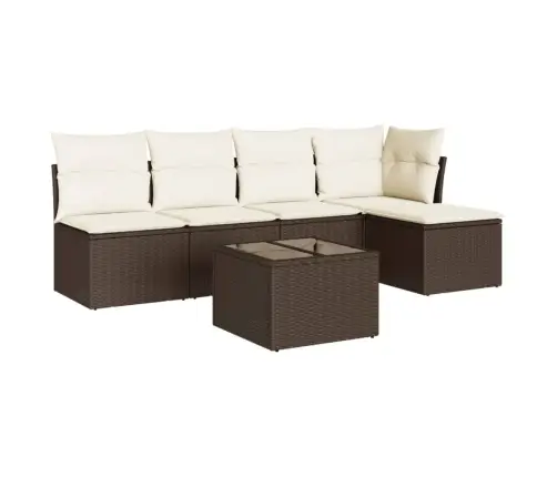 6-Daļīgs Dārza Dīvānu Komplekts, Matrači, Brūna Pe Rotangpalma Vidaxl