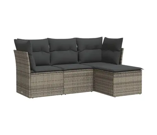 4-Daļīgs Dārza Dīvāna Komplekts Ar Matračiem, Pelēks Pe Pinums Vidaxl