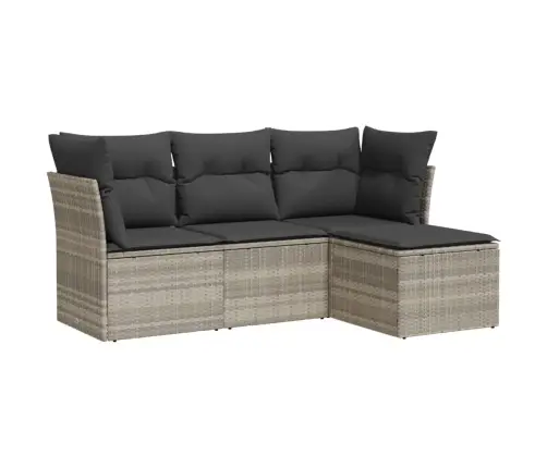 4-Daļīgs Dārza Dīvānu Komplekts,Matrači, Gaiši Pelēka Pe Pinums Vidaxl