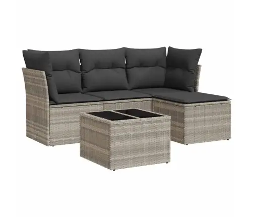 5-Osaline Aiamööblikomplekt Patjadega, Helehall, Polürotang