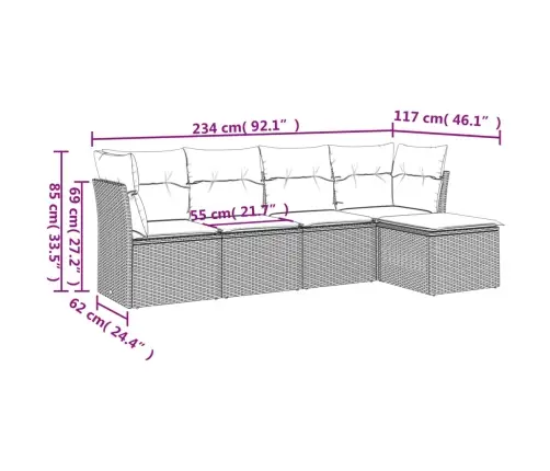 5-Daļīgs Dārza Dīvāna Komplekts Ar Matračiem, Pe Rotangpalma Vidaxl