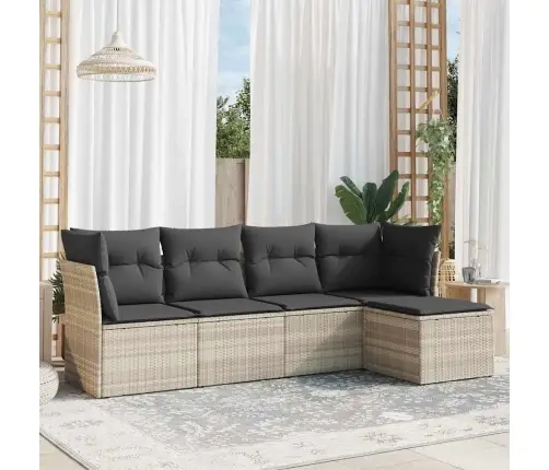 5-Osaline Aiamööblikomplekt Patjadega, Helehall, Polürotang