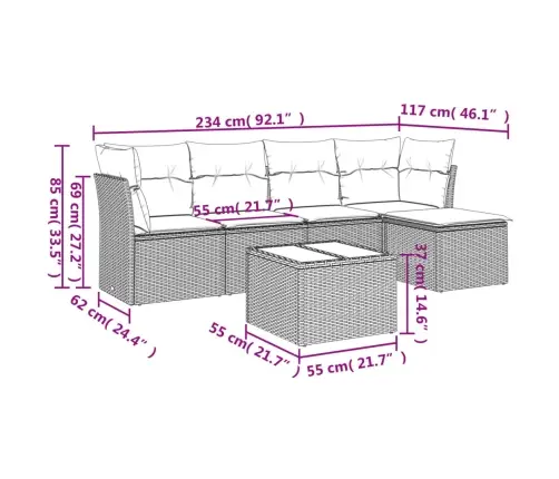 6-Osaline Aiadiivani Komplekt Patjadega, Hall, Polürotang