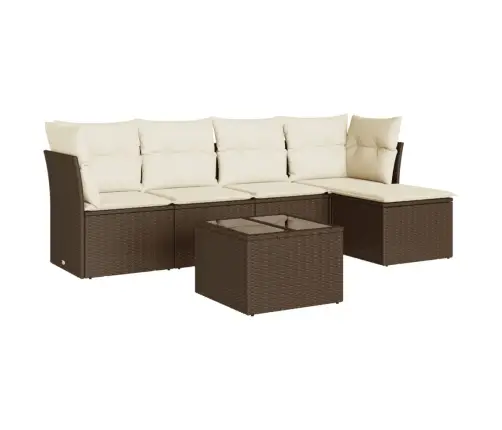 6-Daļīgs Dārza Dīvānu Komplekts, Matrači, Brūna Pe Rotangpalma Vidaxl