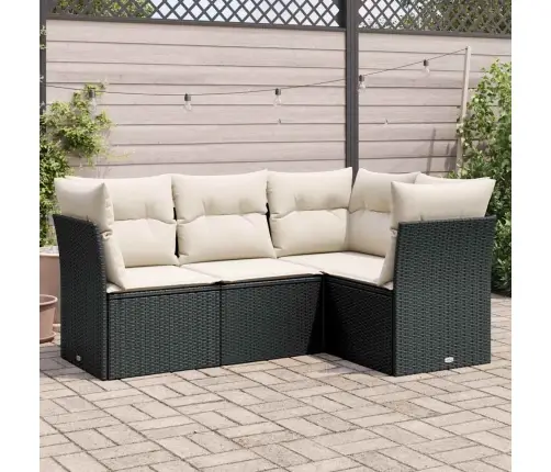 Sodo Komplektas Su Pagalvėlėmis, 4 Dalių, Juodas, Poliratanas