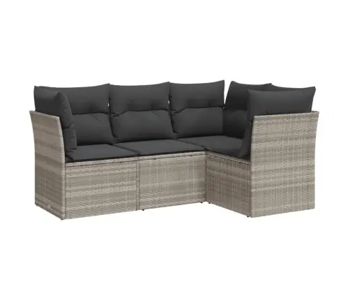 Sofos Komplektas Su Pagalvėlėmis, 4 Dalių, Pilkas, Poliratanas