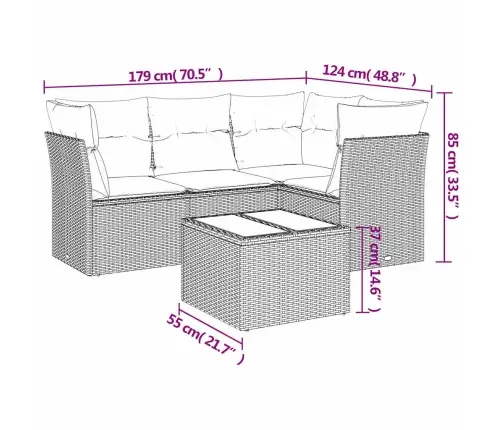 5-Daļīgs Dārza Dīvānu Komplekts,Matrači, Gaiši Pelēka Pe Pinums Vidaxl