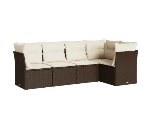 5-Daļīgs Dārza Dīvānu Komplekts, Matrači, Brūna Pe Rotangpalma Vidaxl