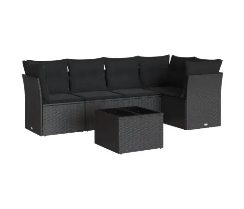 6-Daļīgs Dārza Dīvāna Komplekts, Matrači, Melna Pe Rotanpalma Vidaxl