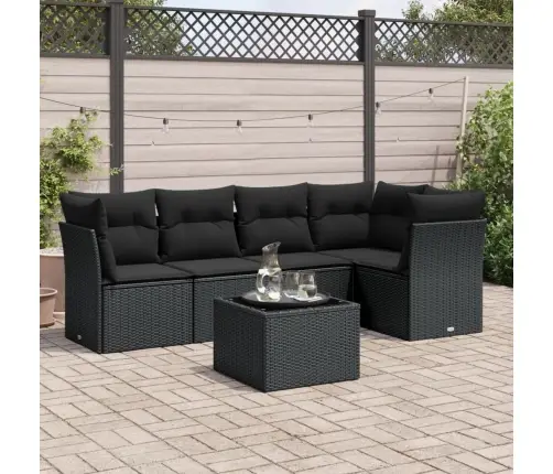 6-Daļīgs Dārza Dīvāna Komplekts, Matrači, Melna Pe Rotanpalma Vidaxl