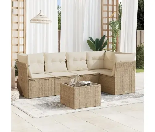 6-Daļīgs Dārza Dīvāna Komplekts, Matrači, Bēša Pe Rotangpalma Vidaxl