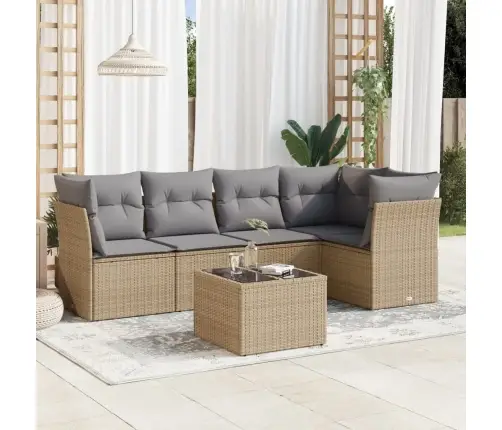 Sofos Komplektas Su Pagalvėlėmis, 6 Dalių, Smėlio, Poliratanas