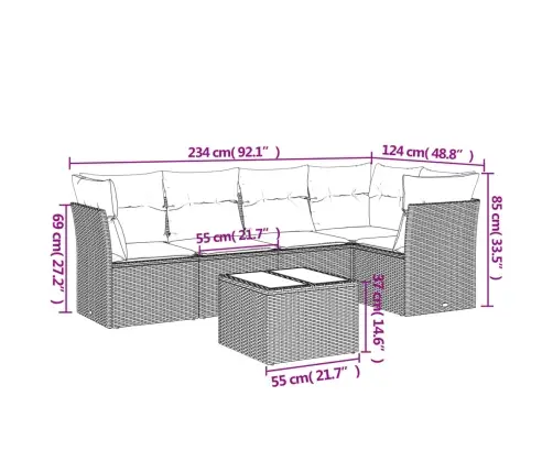 6-Daļīgs Dārza Dīvāna Komplekts Ar Matračiem, Pelēks Pe Pinums Vidaxl