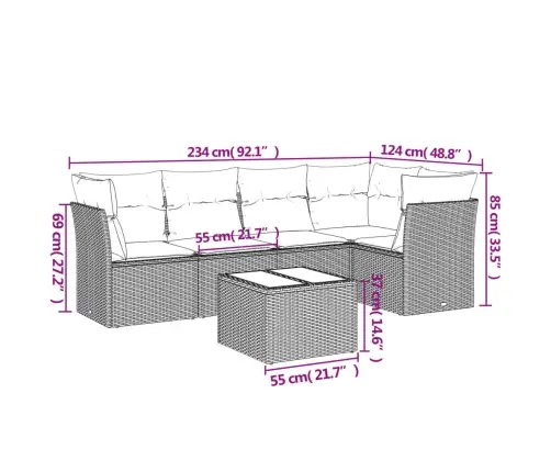 6-Daļīgs Dārza Dīvānu Komplekts, Matrači, Brūna Pe Rotangpalma Vidaxl