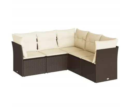 Sofos Komplektas Su Pagalvėlėmis, 5 Dalių, Rudas, Poliratanas