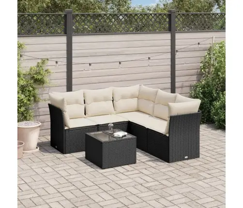 6-Daļīgs Dārza Dīvāna Komplekts, Matrači, Melna Pe Rotanpalma Vidaxl