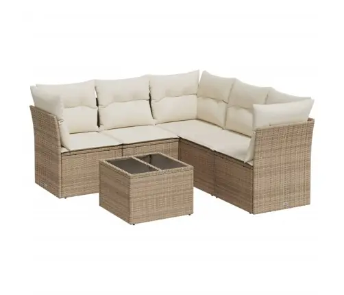 Sofos Komplektas Su Pagalvėlėmis, 6 Dalių, Smėlio, Poliratanas