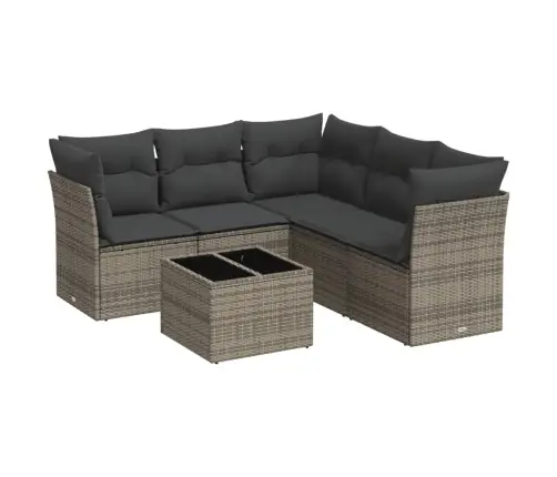 Sofos Komplektas Su Pagalvėlėmis, 6 Dalių, Pilkas, Poliratanas