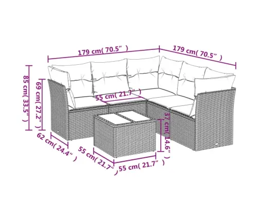 Sofos Komplektas Su Pagalvėlėmis, 6 Dalių, Pilkas, Poliratanas