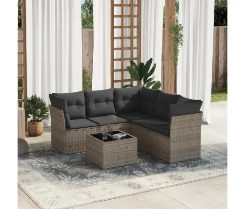 Sofos Komplektas Su Pagalvėlėmis, 6 Dalių, Pilkas, Poliratanas