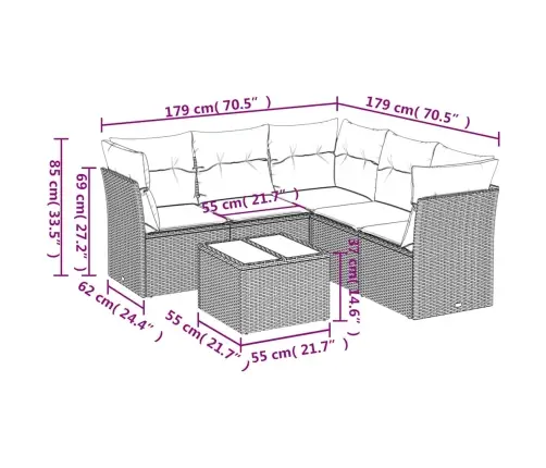 6-Daļīgs Dārza Dīvānu Komplekts,Matrači, Gaiši Pelēka Pe Pinums Vidaxl