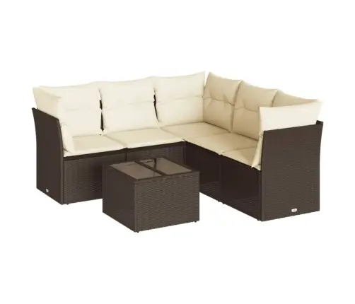 6-Osaline Aiamööblikomplekt Patjadega, Pruun, Polürotang