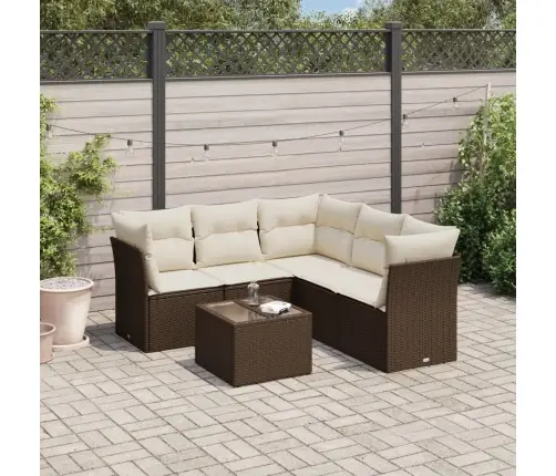 6-Osaline Aiamööblikomplekt Patjadega, Pruun, Polürotang