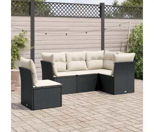 5-Daļīgs Dārza Dīvāna Komplekts Ar Matračiem, Pe Rotangpalma Vidaxl