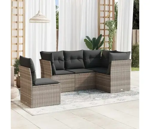 5-Osaline Aiamööblikomplekt Patjadega, Helehall, Polürotang