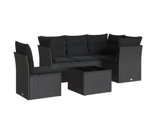6-Daļīgs Dārza Dīvāna Komplekts, Matrači, Melna Pe Rotanpalma Vidaxl