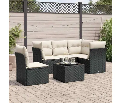 6-Daļīgs Dārza Dīvāna Komplekts, Matrači, Melna Pe Rotanpalma Vidaxl