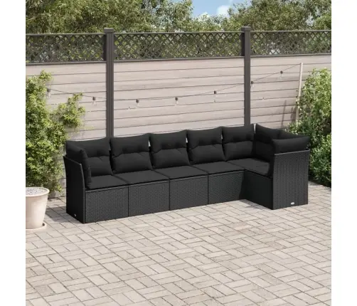 6-Daļīgs Dārza Dīvāna Komplekts, Matrači, Melna Pe Rotanpalma Vidaxl