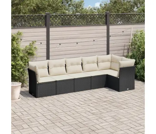 6-Daļīgs Dārza Dīvāna Komplekts, Matrači, Melna Pe Rotanpalma Vidaxl