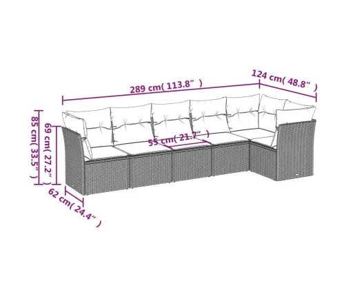 6-Osaline Aiamööblikomplekt Patjadega, Helehall, Polürotang