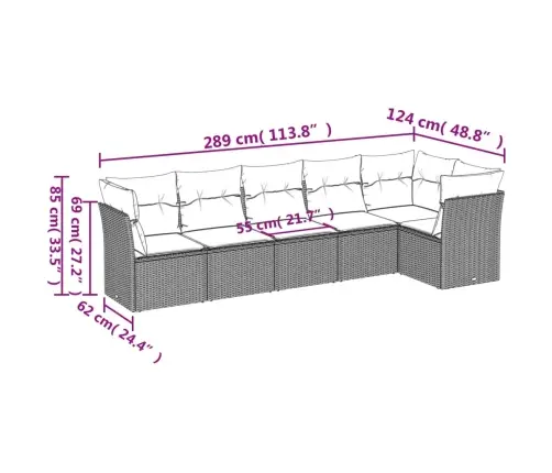 Sofos Komplektas Su Pagalvėlėmis, 6 Dalių, Rudas, Poliratanas