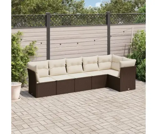 Sofos Komplektas Su Pagalvėlėmis, 6 Dalių, Rudas, Poliratanas