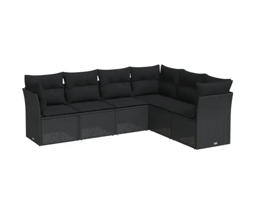 6-Daļīgs Dārza Dīvāna Komplekts, Matrači, Melna Pe Rotanpalma Vidaxl