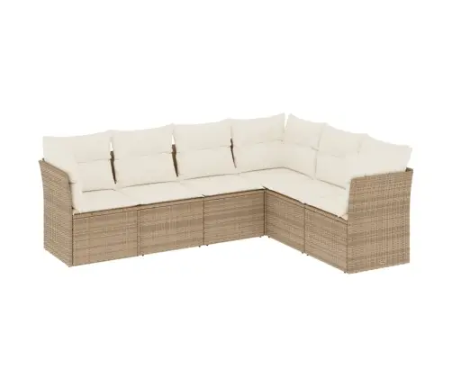 Sofos Komplektas Su Pagalvėlėmis, 6 Dalių, Smėlio, Poliratanas