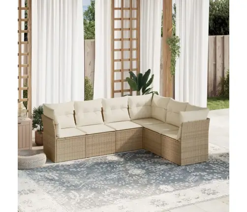 Sofos Komplektas Su Pagalvėlėmis, 6 Dalių, Smėlio, Poliratanas