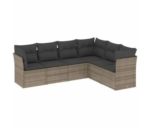 6-Daļīgs Dārza Dīvāna Komplekts Ar Matračiem, Pelēks Pe Pinums Vidaxl