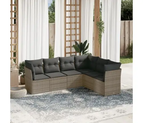 6-Daļīgs Dārza Dīvāna Komplekts Ar Matračiem, Pelēks Pe Pinums Vidaxl